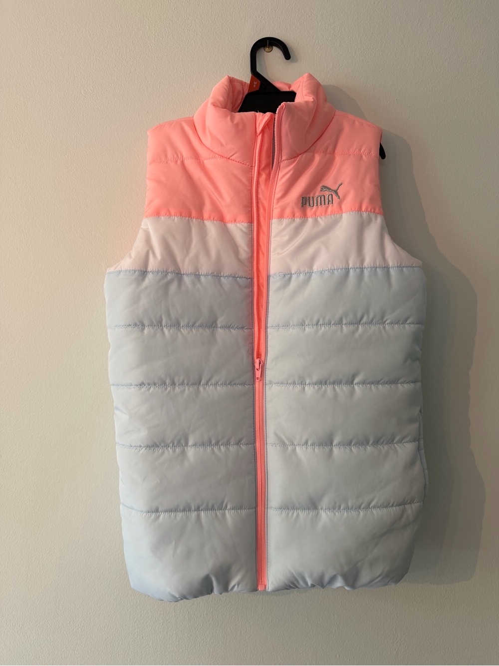 Puma Pink and Light Blue Colorblock Puffer Vest